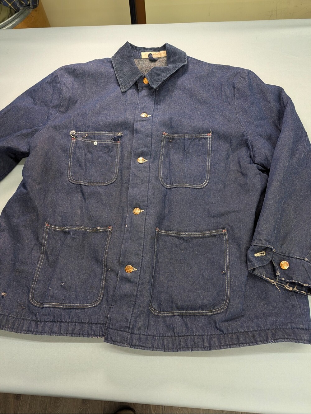 Vintage Wrangler Denim Barn Chore Jacket Blanket Lined 2XL
